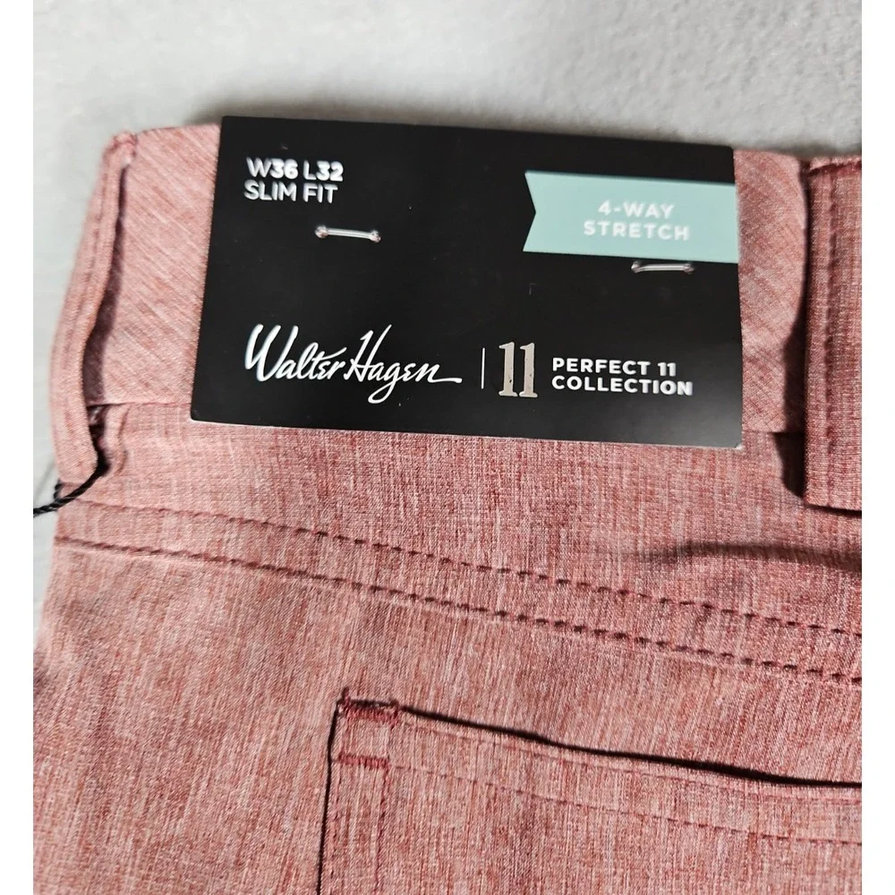 Walter Hagen Mens Maroon Perfect 11 Slim Fit Golf Pants Size 36 x 30 NWT